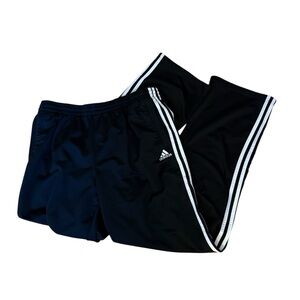 Adidas Black Joggers with White Stripes